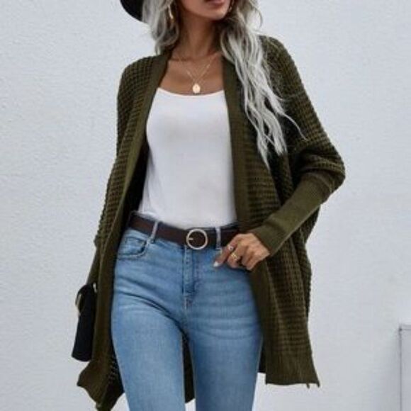 New Cozy Batwing Sleeve Knit Open Front Cardigan - Picture 6 of 16